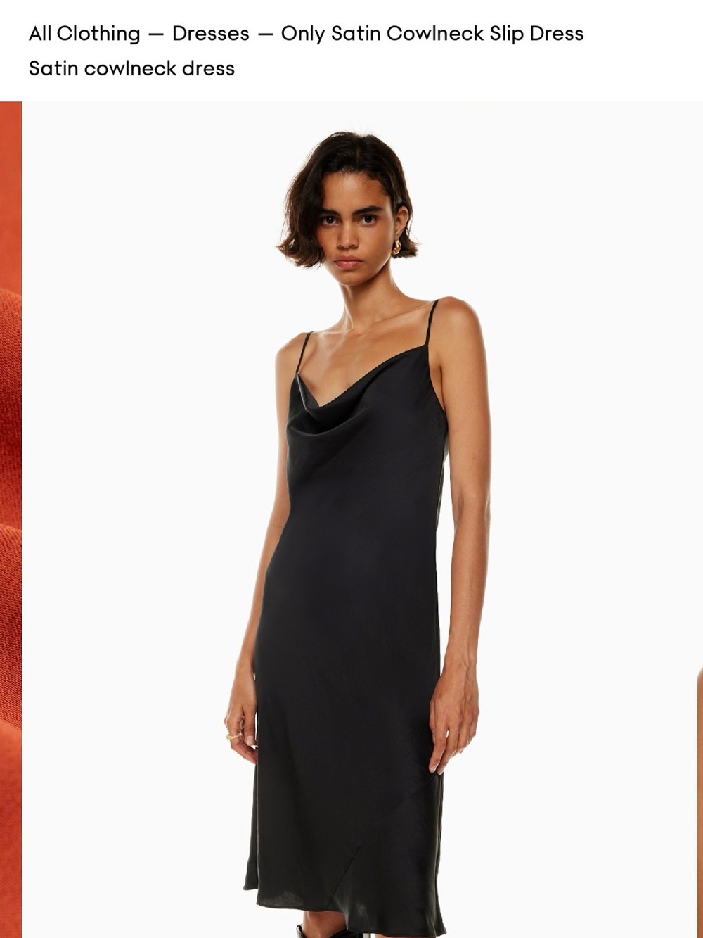 Babaton Black Satin Cowlneck Slip Midi Dress